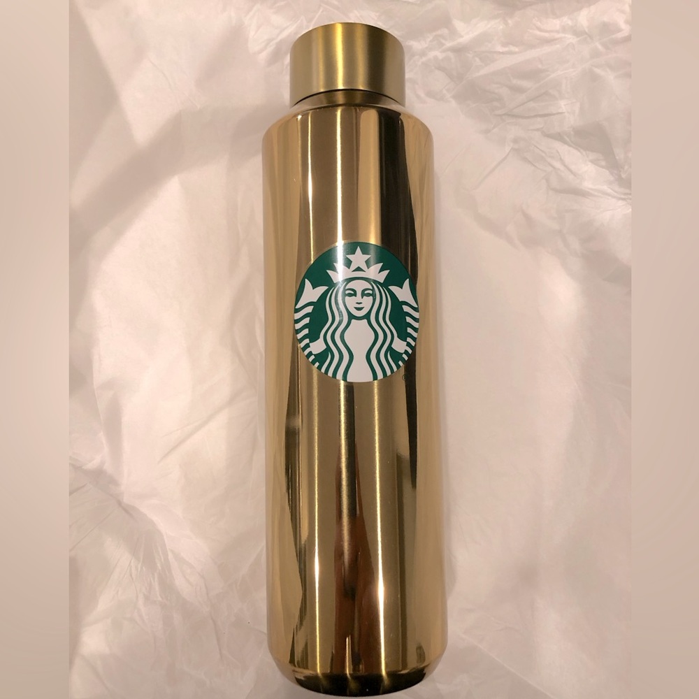 Disney World Mickey 50th Anniversary Gold Insulated 20oz Bottle Starbucks NEW